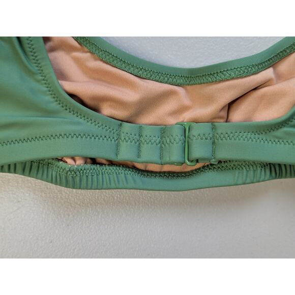 NWT J Crew Scoopneck Bikini Top Womens Small Green Classic Preppy Bold Earth - Picture 3 of 4